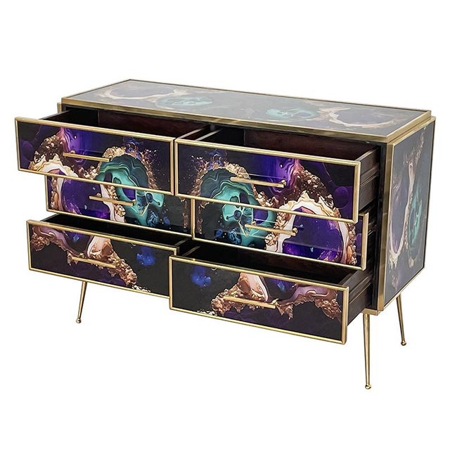 Chest of 6 Drawers in Multicolored Murano Glass For Sale - Image 10 of 14