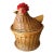 Whimsical Circa 1970 Lacquered Rattan & Bamboo Diminutive Chicken Storage Basket For Sale