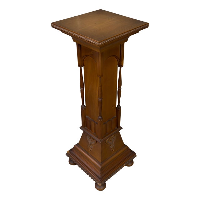 Renaissance Style Carved Wood Pedestal, 20th Century For Sale
