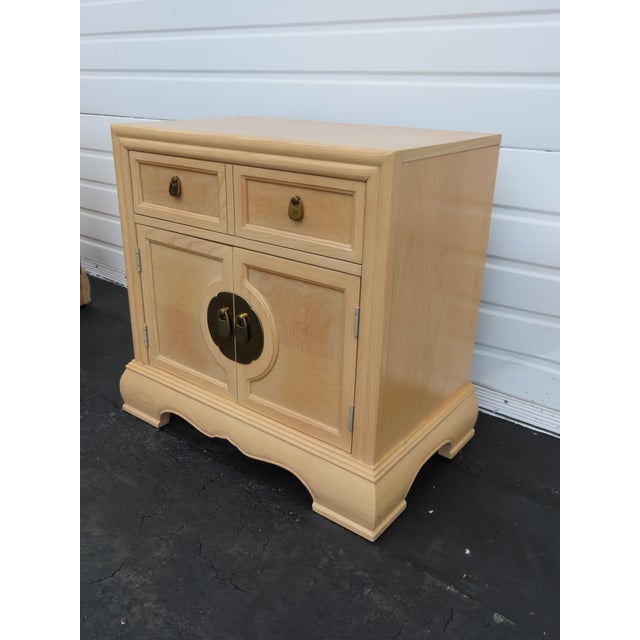 Bernhardt Hollywood Regency White Oak Large Nightstands End Bedside Tables a Pair 6400 For Sale - Image 17 of 18