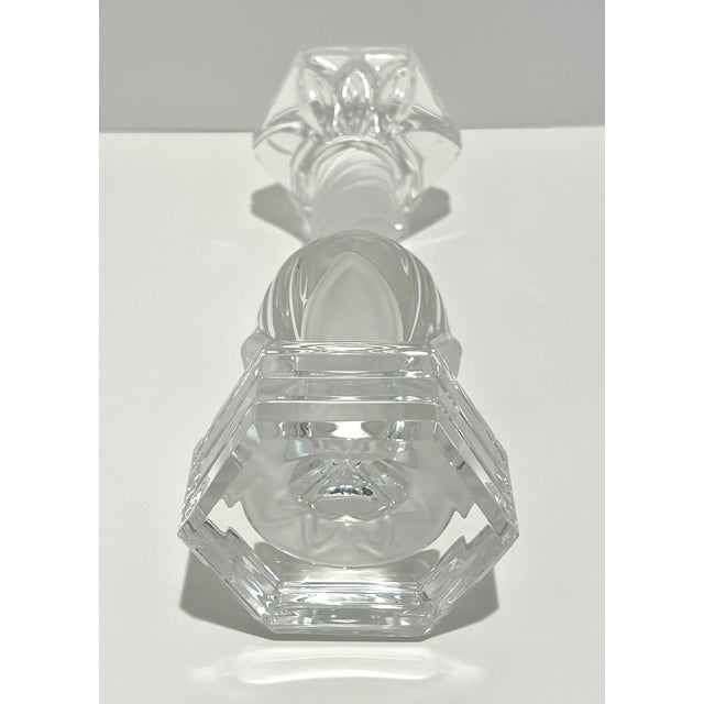 St Louis “Flore Et Pomone” French Lead Crystal Candlestick, Frosted Spiral Stem For Sale In Detroit - Image 6 of 16