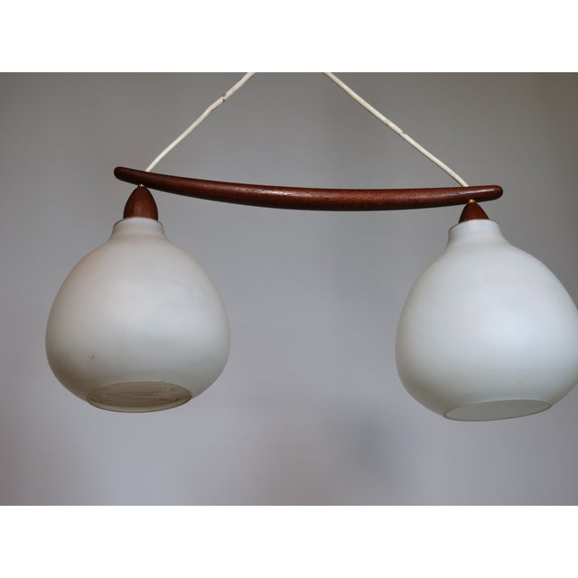 Mid-Century Ceiling Lamp in Opal Glass and Teak from Uno & Östen Kristiansson, 1960s For Sale - Image 6 of 9