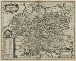 Antique Map of the Ancient German Empire in Northern Europe, 1650