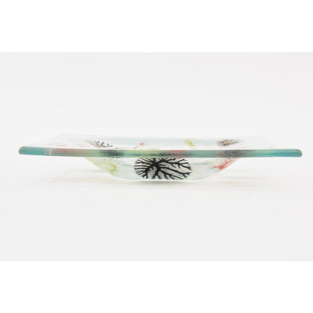 Glass Mid Century Modern Higgins Fused Glass Bowl With Hanging Man Signature., 1950's For Sale - Image 7 of 11