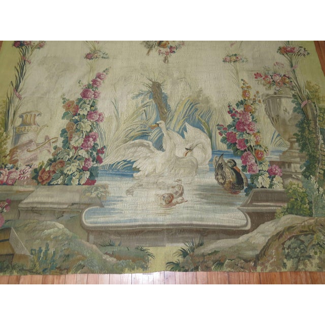 Early 21st Century Swans Ducks 18th Century Aubusson French Tapestry Panel For Sale - Image 5 of 6