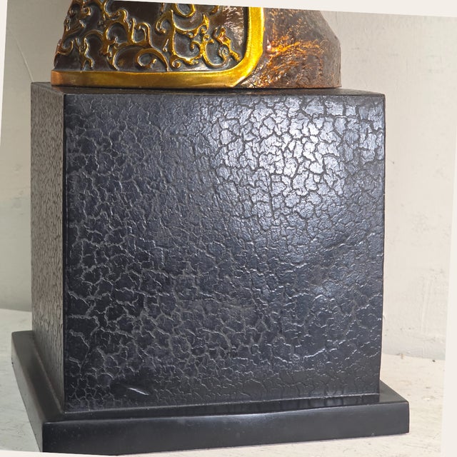 Early 21st Century Modern Gilded Antelope Bust Sculpture on Plinth, 41” Tall For Sale - Image 5 of 12