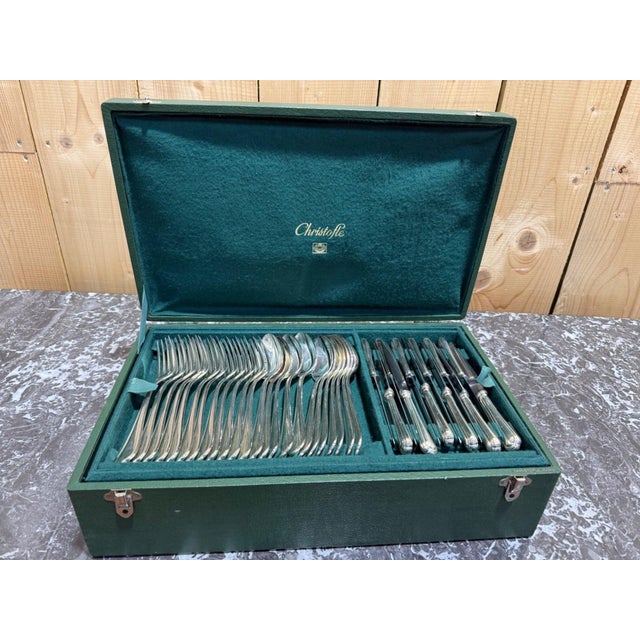 1950s Silver-Plated Metal Cutlery Service with Spatours Pattern from Christofle, 1950s, Set of 73 For Sale - Image 5 of 5