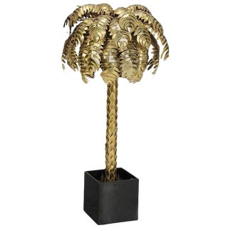 Maison Jansen Style Monumental Hollywood Regency Brass Palm Tree Floor Lamp For Sale