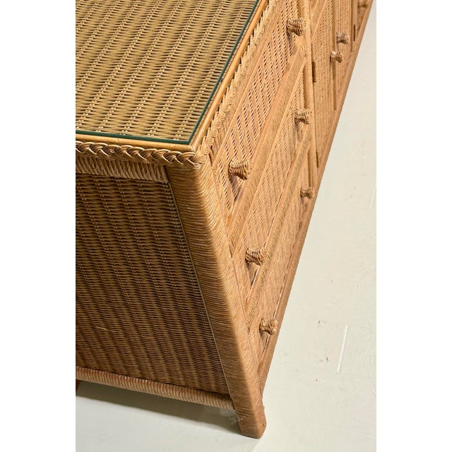 1960s 1970s Henry Link for Lexington Woven Rattan & Wicker Triple Dresser For Sale - Image 5 of 11