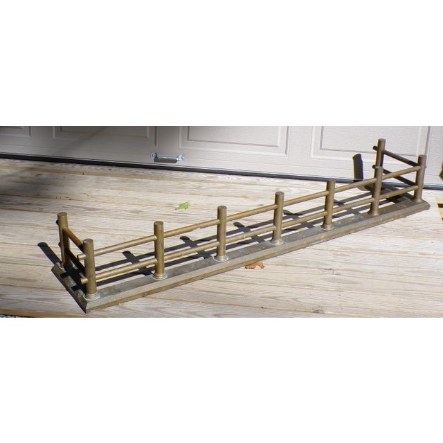 Antique Large Brass Fireplace Fender Fire Surround Early 20th Century For Sale - Image 12 of 16