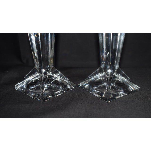 Rosenthal Crystal Madison Candlesticks Vintage Merrill Lynch Etched Bull Pair For Sale - Image 11 of 15