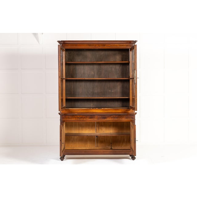 Large Antique Italian Walnut Bookcase, 1800s For Sale - Image 4 of 12