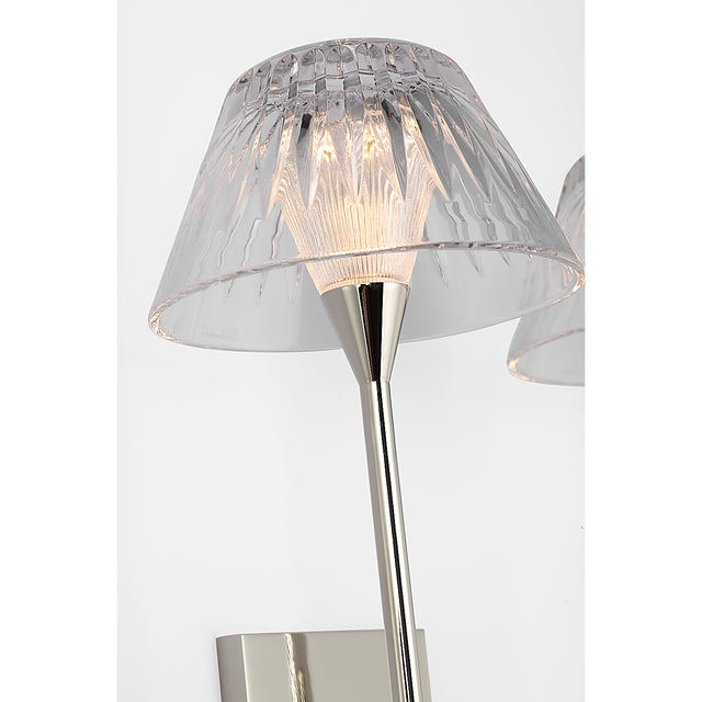 Metal Waterford for Visual Comfort Signature Blaze 19" 2 Light Tail Sconce in Polished Nickel with Clear Crystal For Sale - Image 7 of 13