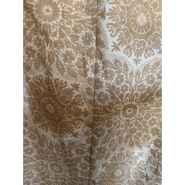Custom Interlined Pinch Pleat Drapery Panel – Gold & Coral Botanical, Extra Wide 88 X 104 For Sale In Philadelphia - Image 6 of 9
