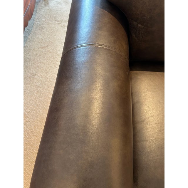 Large Brown Leather Ethan Allen Club Chairs-a Pair For Sale - Image 9 of 10