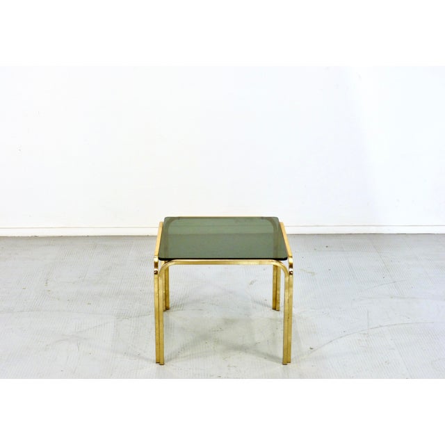 Mid-Century Modern Vintage Coffee Table in Brass and Smoked Glass, 1960s For Sale - Image 3 of 7