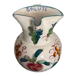 1940's Italian Vintage Hand Painted "Made in Italy Prince Macaroni Spaghetti" Lowell Mass Pitcher For Sale