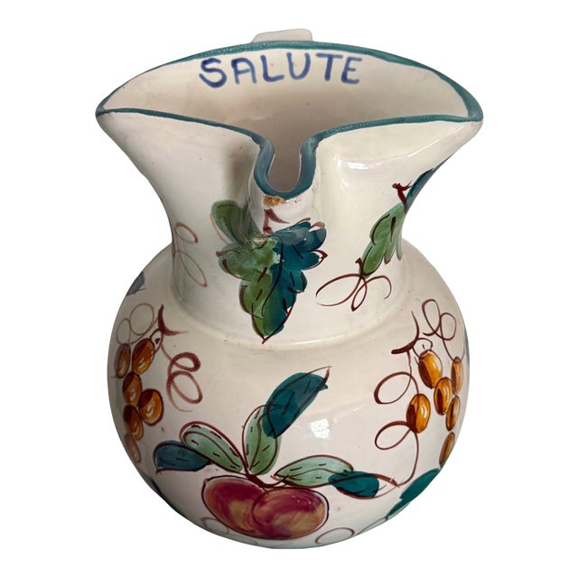 1940's Italian Vintage Hand Painted "Made in Italy Prince Macaroni Spaghetti" Lowell Mass Pitcher For Sale