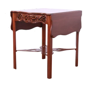 Baker Furniture Historic Charleston Chippendale Carved Mahogany Pembroke Tea Table, Newly Refinished