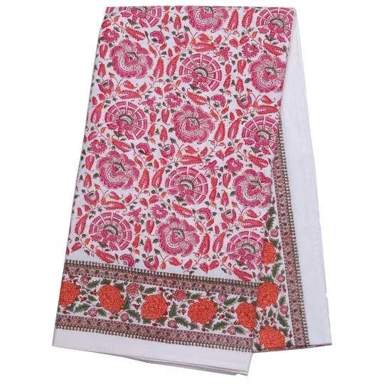 Not Yet Made - Made To Order Riyad 12-Seat Pink & Orange Tablecloth For Sale - Image 5 of 6