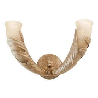 Two-Light Wall Lamp in Brass and Glass For Sale
