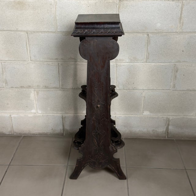 Antique Wooden Column Pedestal from Artigianato Italiano, 1900s For Sale - Image 4 of 15