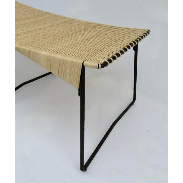 Vintage C.1998-2001 Gregorius Pineo "Tuileries Bench" Faux Bois Twig Forged Iron With Woven Reeded Seat For Sale - Image 10 of 18