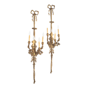 Pair of Bronze Four Branch Wall Sconces After Beurdeley