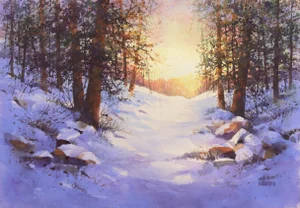 'Snowy Mountain Sunrise' by Harold Booth, Circa 1975, Museum of Fine Arts, Boston