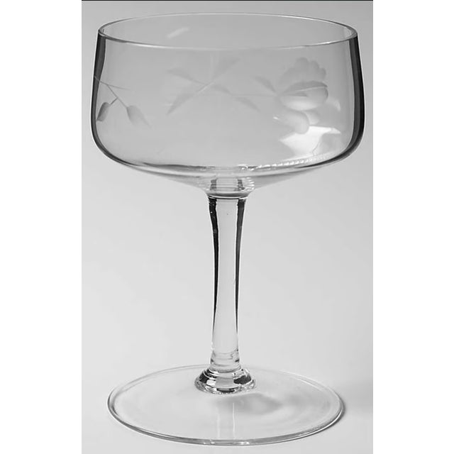 12 People Set 5 Sizes-58pcs Crystal Wine Glasses-1970 Society Crystal -Delicate Flower Etched Design For Sale In Miami - Image 6 of 17