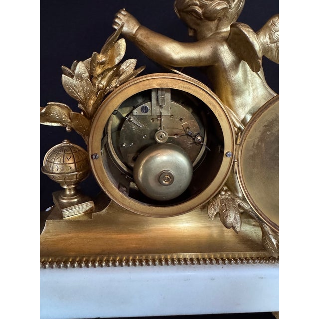 19thC French Louis XVI Gold Ormolu Clock Set - 3 Pc For Sale - Image 4 of 14