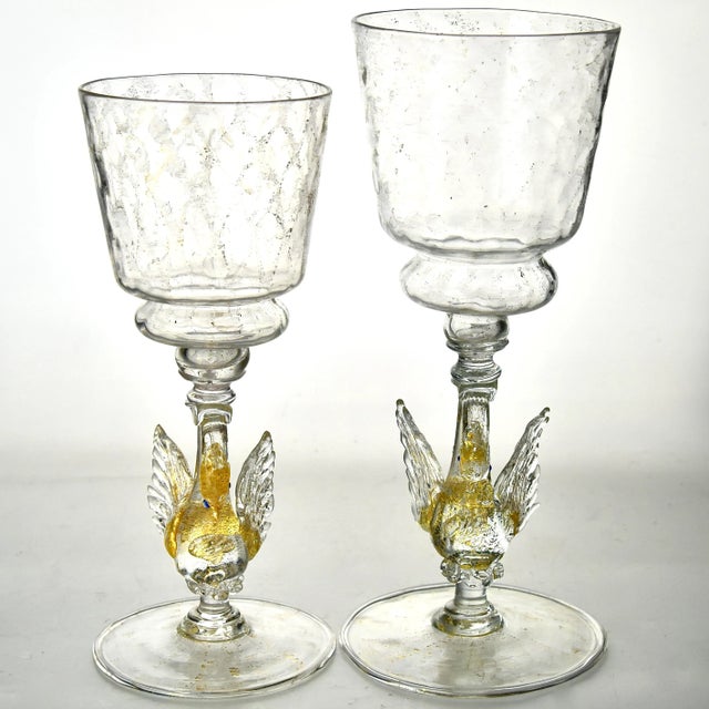 Figurative Vintage Mid 20th Century Hand Blown Venetian Glass Goblets- Set of 10 For Sale - Image 3 of 7