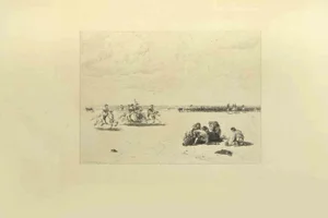 Eugène Burnand, Horse Drivers, Etching, Late 19th Century