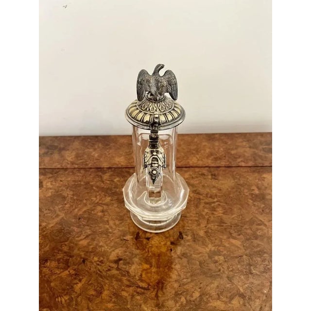 Late 19th Century Victorian Glass and Silver Plated German Claret Jug, 1880s For Sale - Image 5 of 11