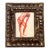 1970’s Original Abstract Expressionist Figure Study Watercolor Painting Chunky Carved Wood Frame For Sale