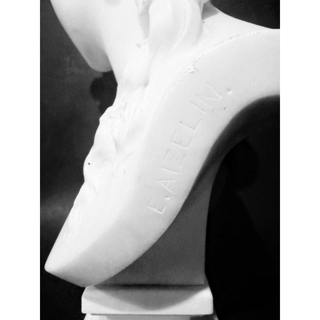 Eugene-Antoine Aizelin, Antique Bust of a Grecian Lady, 19th Century, Carrara Marble For Sale - Image 16 of 18