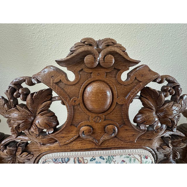 Mid 19th Century French Louis XIII Hunting Style Carved Walnut Armchair, Circa 1860 For Sale - Image 5 of 12
