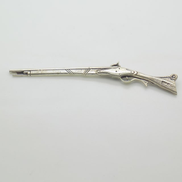 Metal Vintage Italian Genuine Silver 800 Rifle Long Miniature Figurine by Raspini Gioielli, 1970s For Sale - Image 7 of 13