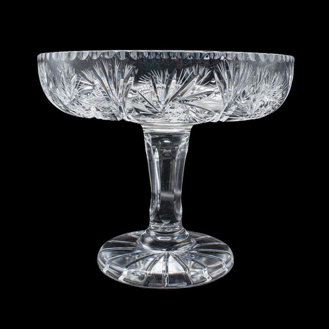 English Vintage Pedestal Fruit Bowl, English, Cut Glass, Presentation Display Dish, 1960 For Sale - Image 3 of 12
