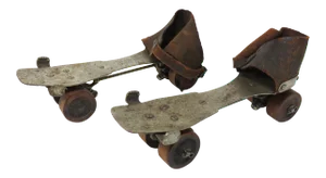Early 1900s Antique American Wooden Wheel Roller Skates - a Pair