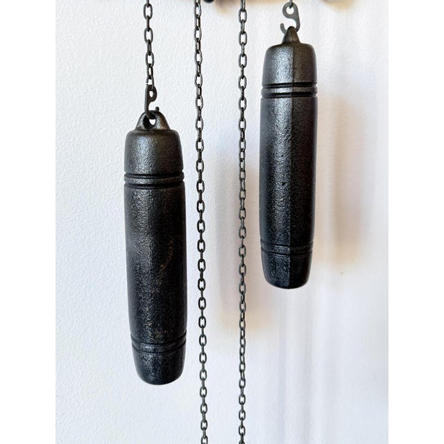 Vintage Hermle Wall Clock with Oak Case and Forged Metal Frame, 1960s For Sale - Image 10 of 12