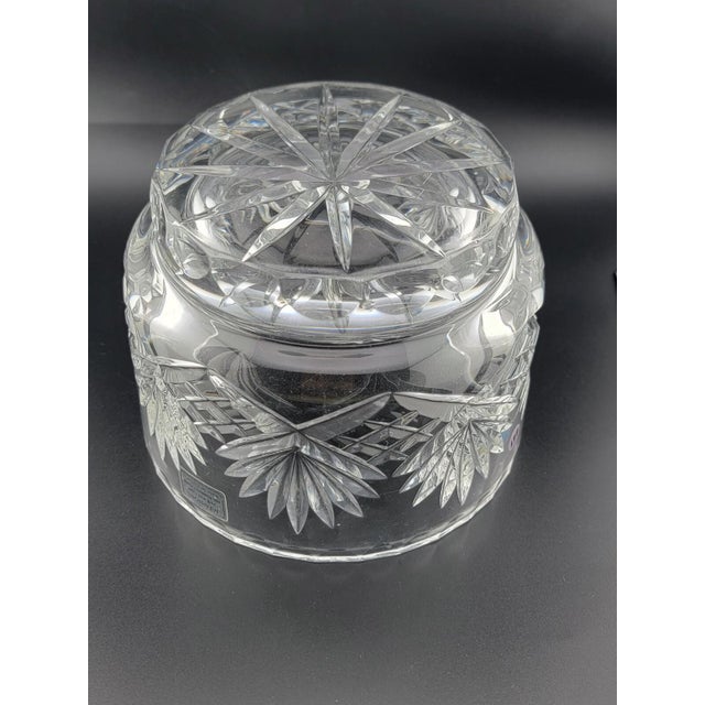 Transparent Vintage Illusions 24% Full Lead Crystal Clear Footed Bowl Hand Cut Germany For Sale - Image 8 of 12