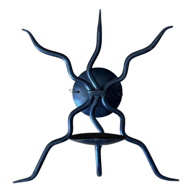 Vintage Wrought Iron Brutalist Gothic Wall Sconce For Sale