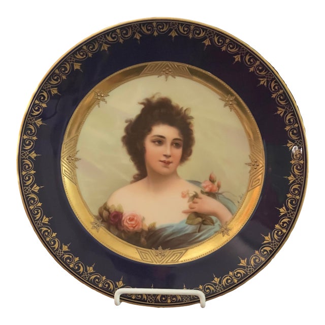 Antique Austrian Royal Vienna Porcelain Hand Painted Portrait Plate For Sale