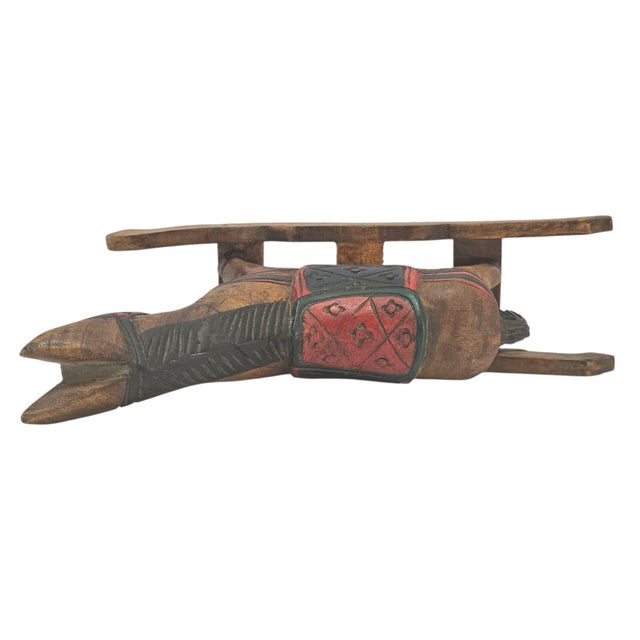 Mid-Century Mexican Folk Art Hand-Carved Polychrome Wooden Rocking Horse For Sale - Image 10 of 16