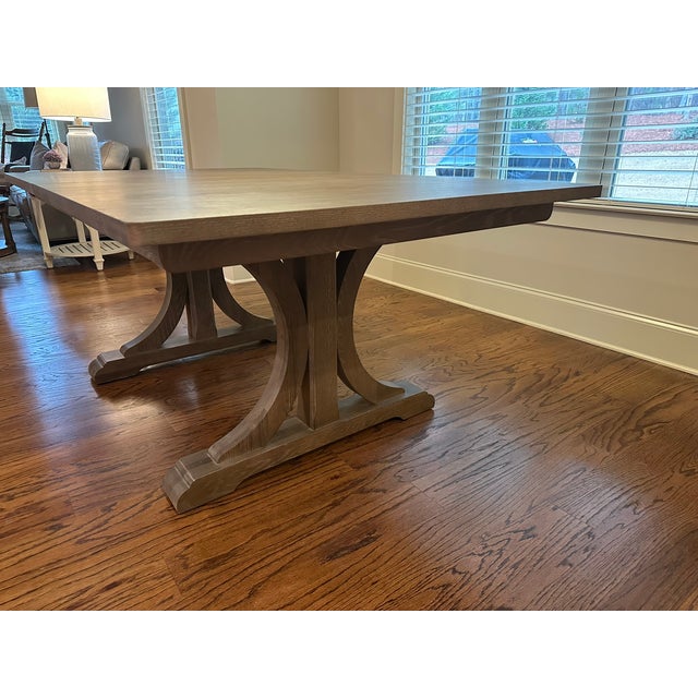 2020s Ethan Allen Corin Trestle Extension Dining Table For Sale - Image 5 of 11