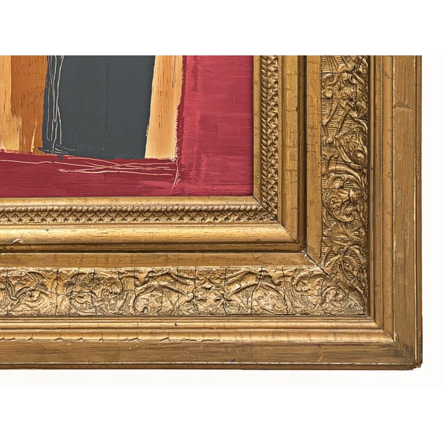 “Romantic” Black Abstract Art in Antique Frame, Transitional Living Room Art by JTS For Sale - Image 4 of 12