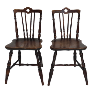 19th Century English Country Mahogany Pub Side Chairs, Pair