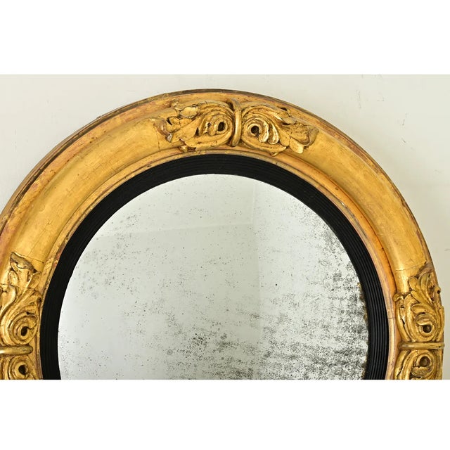 Early 19th Century English 19th Century Giltwood Convex Mirror For Sale - Image 5 of 11