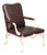 Vintage French Louis XV Style Oxblood Leather Armchair with Painted Frame For Sale